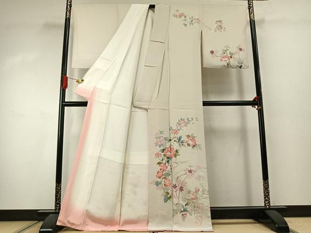 平和屋着物●訪問着 友禅 作家物 花鳥文 正絹 逸品 AABJ4269fy