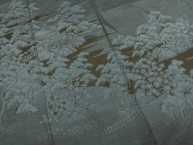 平和屋着物●都喜ヱ門 本場大島紬 訪問着 カタス9マルキ 風景文 藤絹織物謹製 正絹 逸品 AABJ4273fy