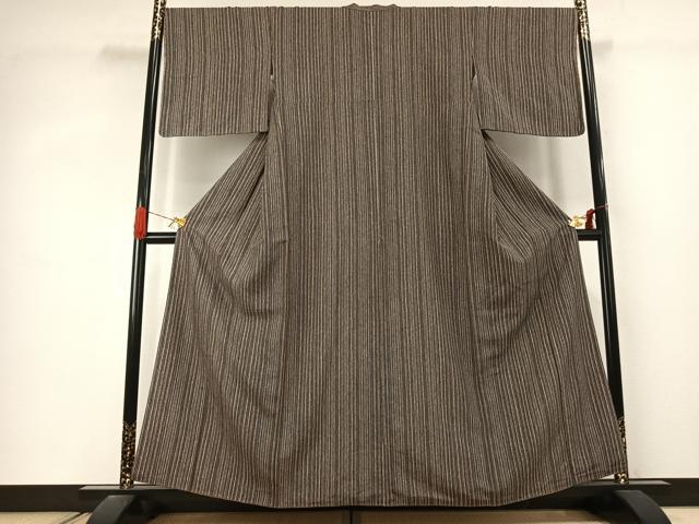 平和屋着物●上質な小紋 縞 正絹 逸品 AABJ4278fy