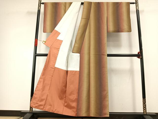 平和屋着物●上質な紬 間道 正絹 逸品 AABJ4282fy