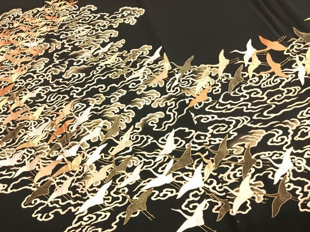 平和屋着物●豪華黒留袖 作家物 駒刺繍 飛鳥文 金糸 金彩 正絹 逸品 AABJ4289fy