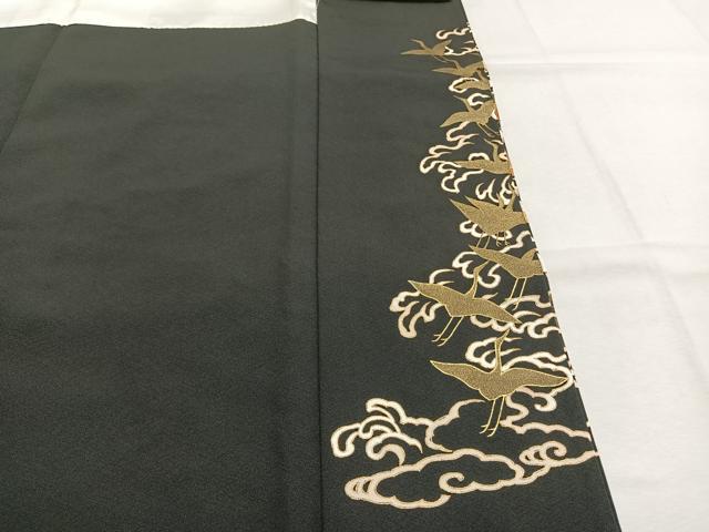 平和屋着物●豪華黒留袖 作家物 駒刺繍 飛鳥文 金糸 金彩 正絹 逸品 AABJ4289fy