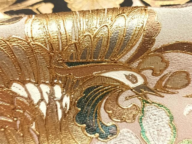 平和屋着物●豪華黒留袖 作家物 舞蝶花鳥文 暈し染め 金銀彩 丹後ちりめん 仮絵羽 正絹 逸品 未使用 AABJ4292fy