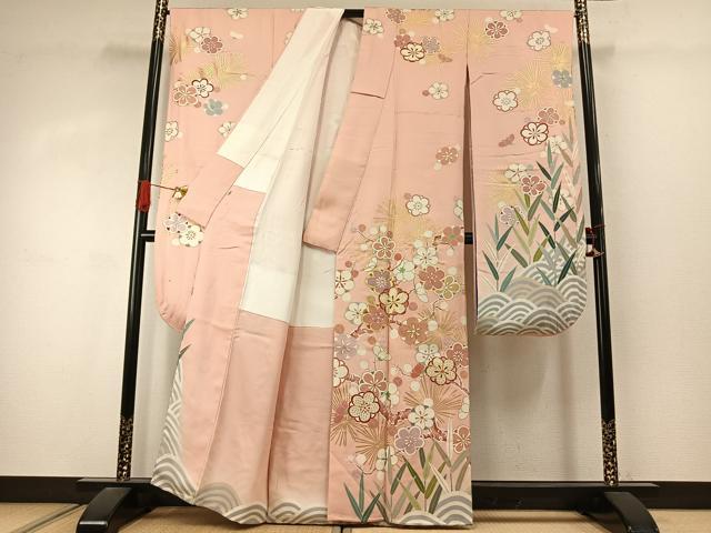 平和屋着物●創業460年・千總 振袖 駒刺繍 枝梅松文 金彩 伊勢丹扱い 正絹 逸品 AABJ4296fy