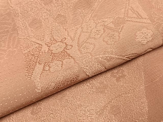 平和屋着物●上質な色無地 色紙重ね枝梅地紋 退紅色 正絹 逸品 未使用 AABJ4298fy