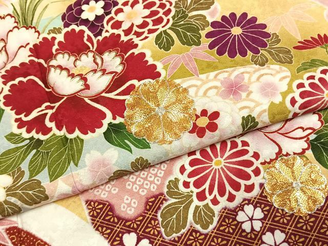 平和屋着物●豪華振袖 駒刺繍 雪輪花文 金彩 正絹 逸品 AABJ4299fy