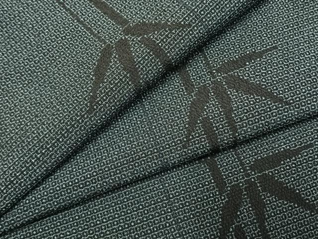 平和屋着物●本塩沢 140亀甲 笹竹文 正絹 逸品 AABJ4302fy