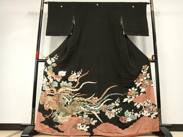 平和屋着物●豪華黒留袖 刺繍 花鳥文 金銀糸 金銀彩 高島屋扱い 正絹 逸品 AABJ4303fy