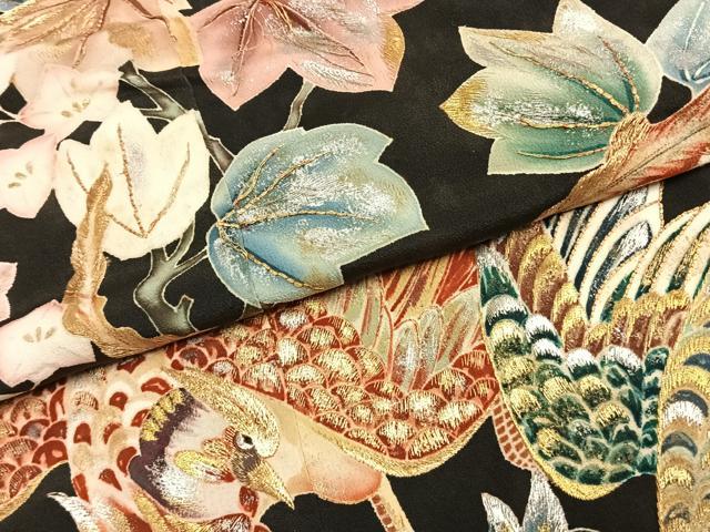 平和屋着物●豪華黒留袖 刺繍 花鳥文 金銀糸 金銀彩 高島屋扱い 正絹 逸品 AABJ4303fy