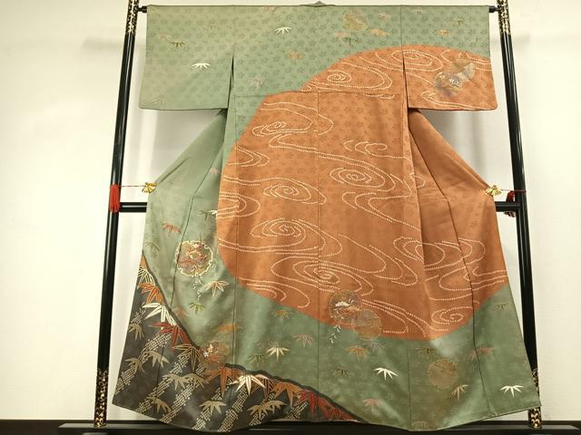 平和屋着物●訪問着 刺繍 松竹梅 雪輪文 金糸 金彩 正絹 逸品 AABJ4305fy