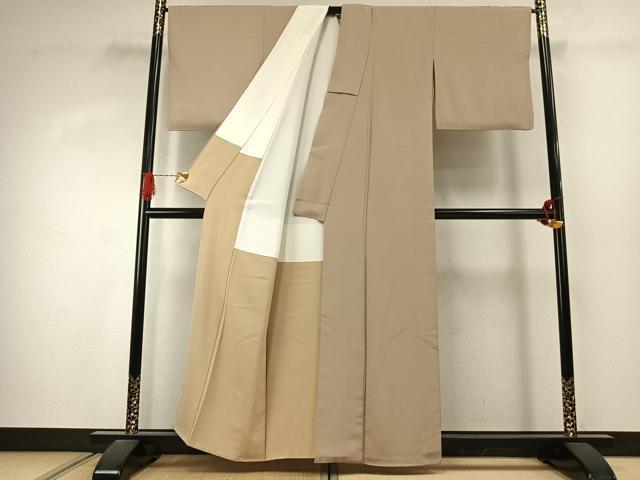 平和屋着物●日本画家 水嶋征夫 色無地 浅黄色 正絹 逸品 AABJ4308fy