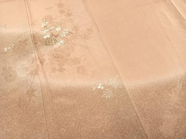 平和屋着物●訪問着 総刺繍 草花文 暈し染め 銀糸 正絹 逸品 未使用 AABJ4312fy