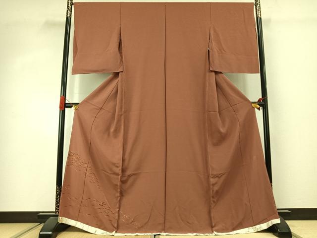 平和屋着物●漆工芸作家 金森一博 訪問着 露芝文 仮絵羽 正絹 逸品 未使用 AABJ4324fy