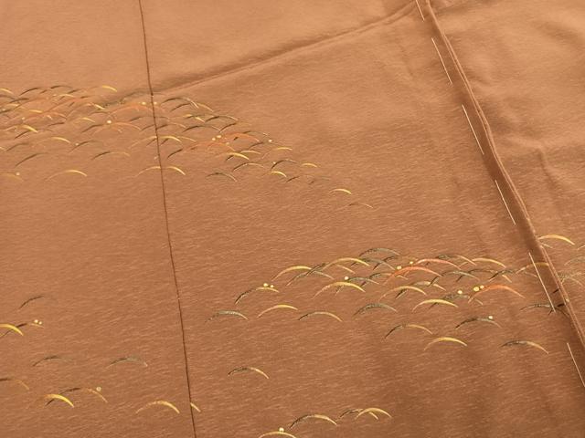 平和屋着物●漆工芸作家 金森一博 訪問着 露芝文 仮絵羽 正絹 逸品 未使用 AABJ4324fy