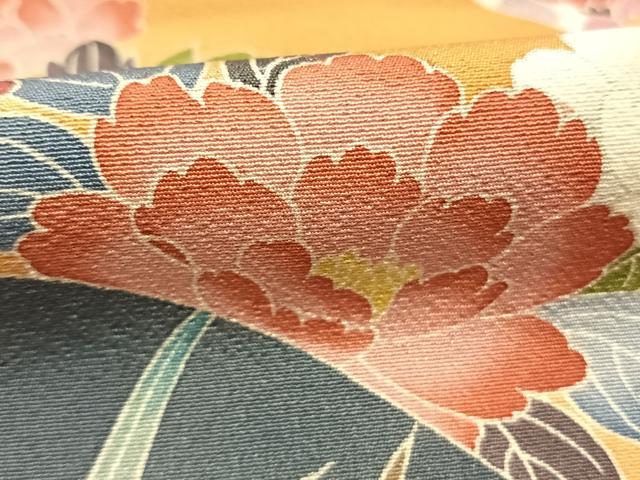平和屋着物●豪華色留袖 友禅 作家物 草花文 浜ちりめん 仮絵羽 正絹 逸品 未使用 AABJ4325fy