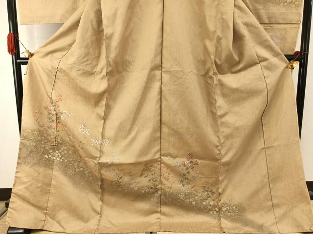 平和屋着物●訪問着 結幡染 草花文 暈し染め 金彩 仮絵羽 正絹 逸品 未使用 AABJ4343fy