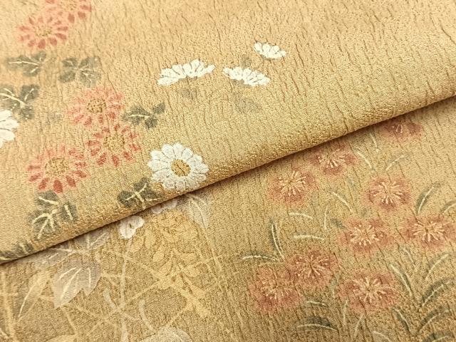 平和屋着物●訪問着 結幡染 草花文 暈し染め 金彩 仮絵羽 正絹 逸品 未使用 AABJ4343fy
