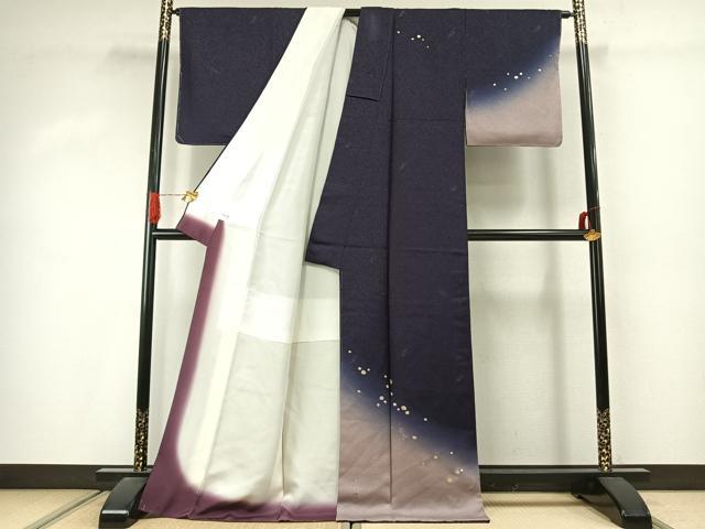 平和屋着物●訪問着 丸文 暈し染め 金彩 銀通し地 正絹 逸品 AABJ4345fy