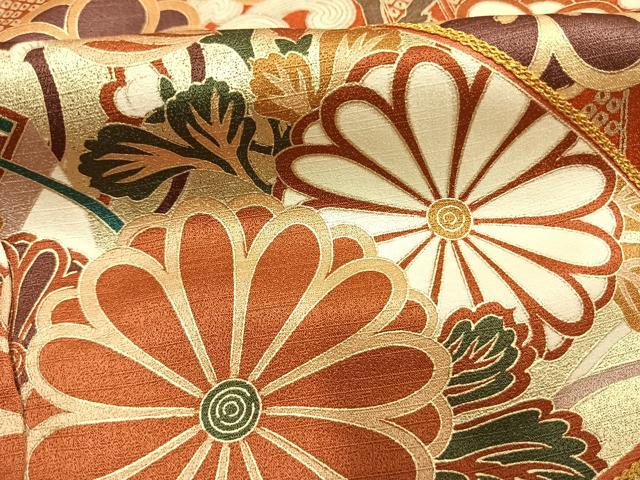 平和屋着物●豪華振袖 扇面花文 暈し染め 金糸 金彩 仮絵羽 逸品 未使用 AABJ4347fy