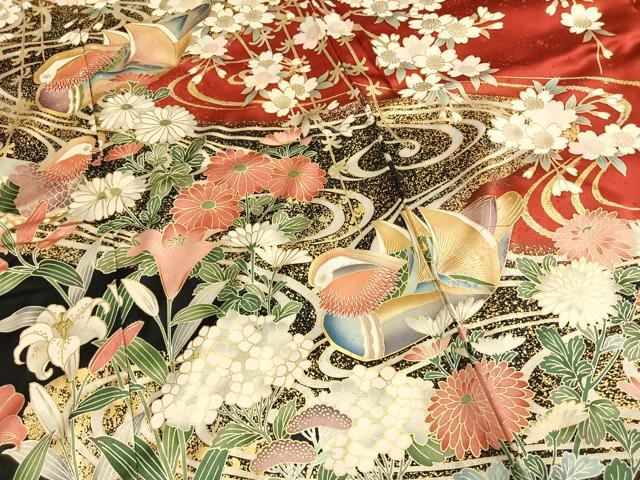 平和屋着物●豪華振袖 花鳥文 金彩 仮絵羽 逸品 未使用 AABJ4348fy