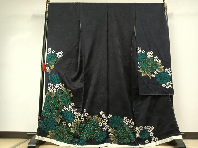 平和屋着物●豪華振袖 草花文 金彩 銀通し地 仮絵羽 逸品 未使用 AABJ4349fy
