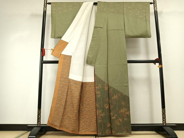 平和屋着物●訪問着 笹竹文 金彩 正絹 逸品 AABJ4351fy