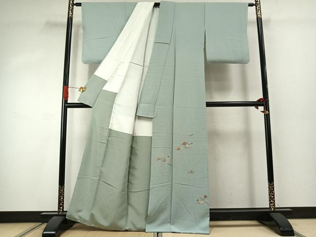 平和屋着物●豪華色留袖 総刺繍 草花文 金糸 正絹 逸品 AABJ4352fy