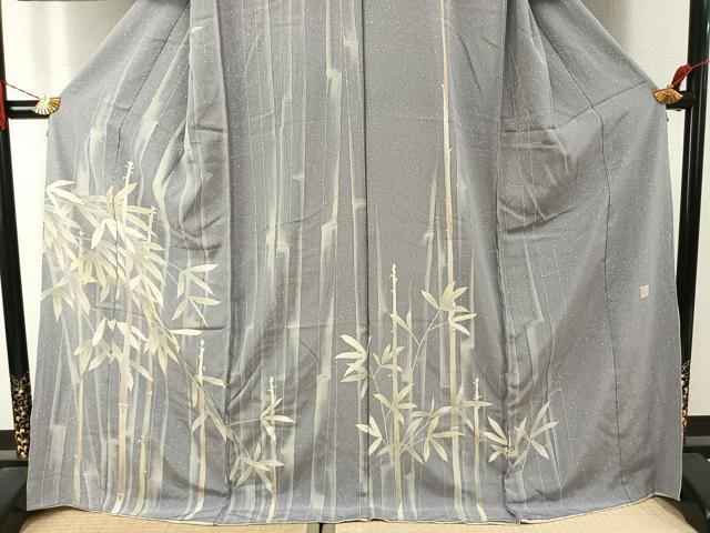 平和屋着物●京友禅作家 平田喜州 訪問着 笹竹文様 仮絵羽 正絹 逸品 未使用 AABJ4355fy
