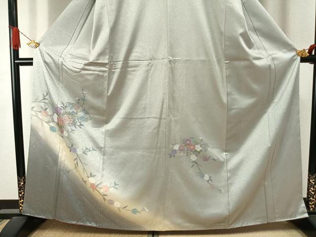平和屋着物●訪問着 中国三大刺繍 汕頭刺繍 スワトウ刺繍 地紙花文 暈し染め 正絹 逸品 AABJ4356fy