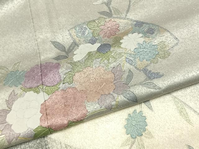 平和屋着物●訪問着 中国三大刺繍 汕頭刺繍 スワトウ刺繍 地紙花文 暈し染め 正絹 逸品 AABJ4356fy