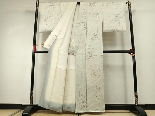 平和屋着物●上質な小紋 絞り 草花文 正絹 逸品 AABJ4372fy