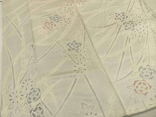 平和屋着物●上質な小紋 絞り 草花文 正絹 逸品 AABJ4372fy