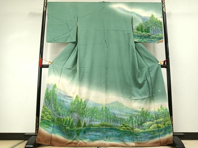 暈し染め 作家物 平和屋着物○訪問着 逸品 友禅 正絹 ロング 樹林文