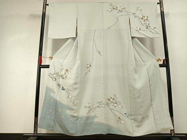 平和屋着物●訪問着 友禅 作家物 枝花文 暈し染め 正絹 逸品 AABJ4376fy