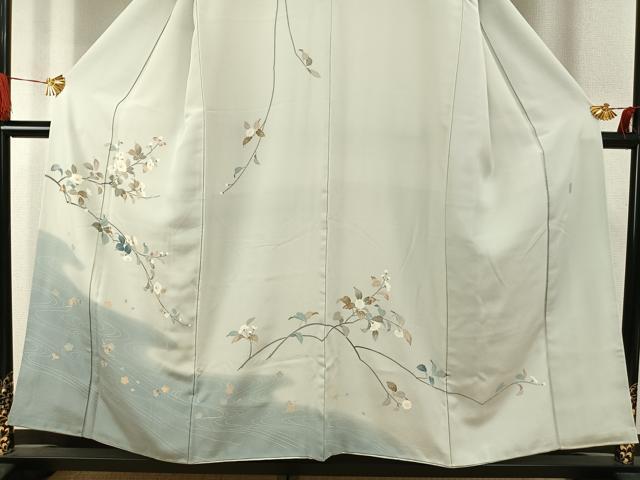 平和屋着物●訪問着 友禅 作家物 枝花文 暈し染め 正絹 逸品 AABJ4376fy