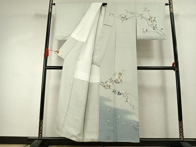 平和屋着物●訪問着 友禅 作家物 枝花文 暈し染め 正絹 逸品 AABJ4376fy