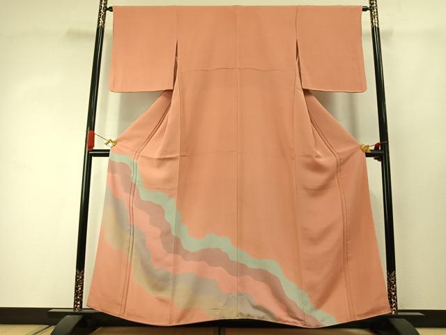平和屋着物●色留訪問着 道長文 鬼しぼ縮緬 正絹 逸品 AABJ4379fy