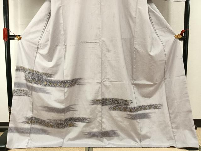 平和屋着物●訪問着 紬地 花鳥文 金彩 ロング丈 正絹 逸品 AABJ4388fy