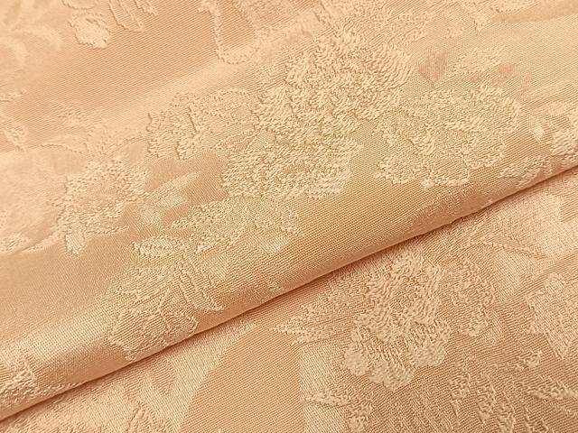 平和屋着物●上質な色無地 草花地紋 肉色 正絹 逸品 AABJ4389fy