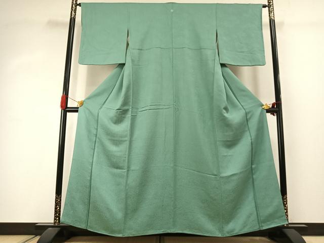 平和屋着物●上質な色無地 霞地紋 青磁色 正絹 逸品 AABJ4390fy