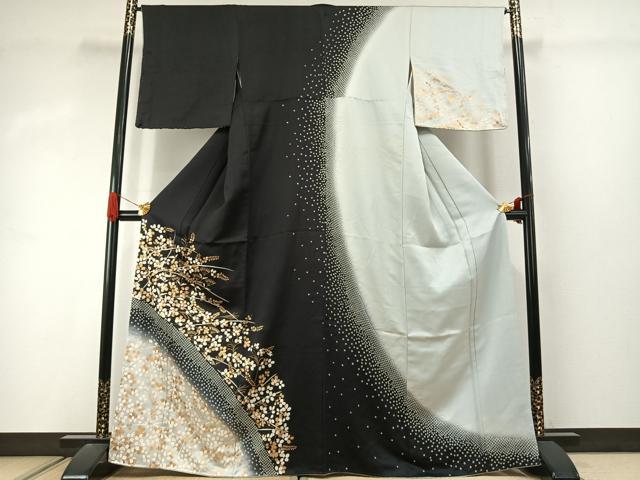 平和屋着物●訪問着 駒刺繍 絞り 萩文 暈し染め 金彩 正絹 逸品 未使用 AABJ4396fy