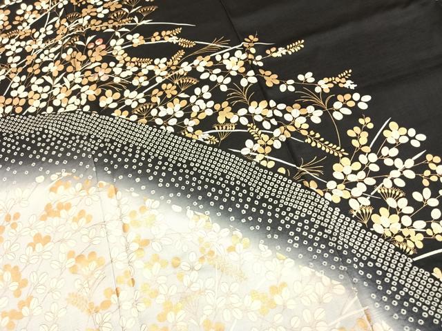 平和屋着物●訪問着 駒刺繍 絞り 萩文 暈し染め 金彩 正絹 逸品 未使用 AABJ4396fy