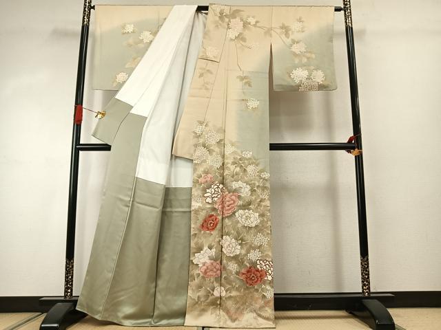 平和屋着物●訪問着 草花文 暈し染め 金彩 正絹 逸品 AABJ4397fy