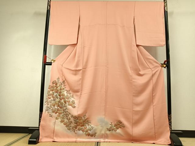 平和屋着物●訪問着 枝花文 暈し染め ロング丈 正絹 逸品 AABJ4404fy