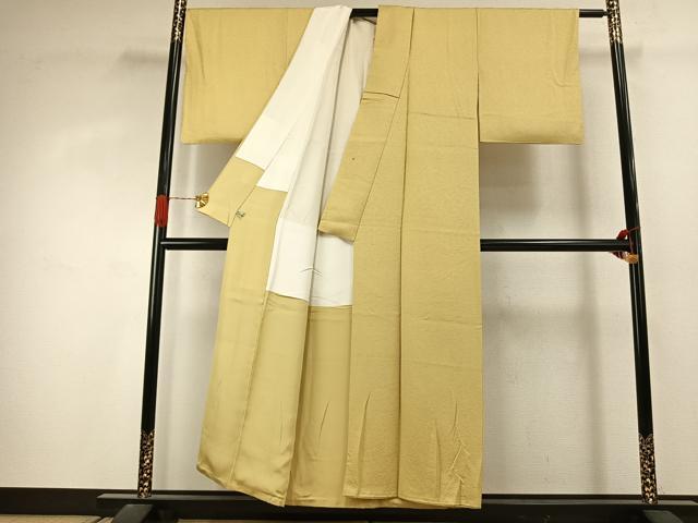 平和屋着物●上質な色無地 松葉地紋 淡黄色 正絹 逸品 AABJ4405fy