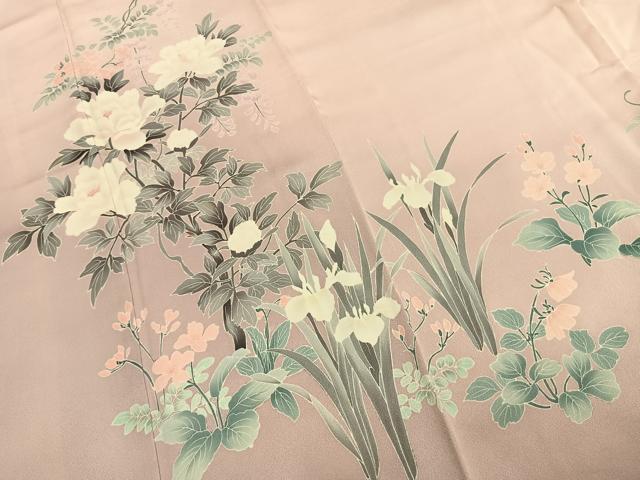 平和屋着物●訪問着 友禅 草花文 暈し染め 正絹 逸品 AABJ4406fy
