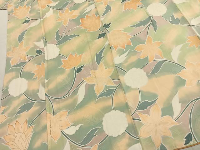 平和屋着物●上質な小紋 地紋起こし 草花文 正絹 逸品 AABJ4419fy