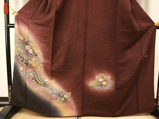 平和屋着物●訪問着 作家物 辻が花 絞り 暈し染め 金通し地 正絹 逸品 AABJ4426fy