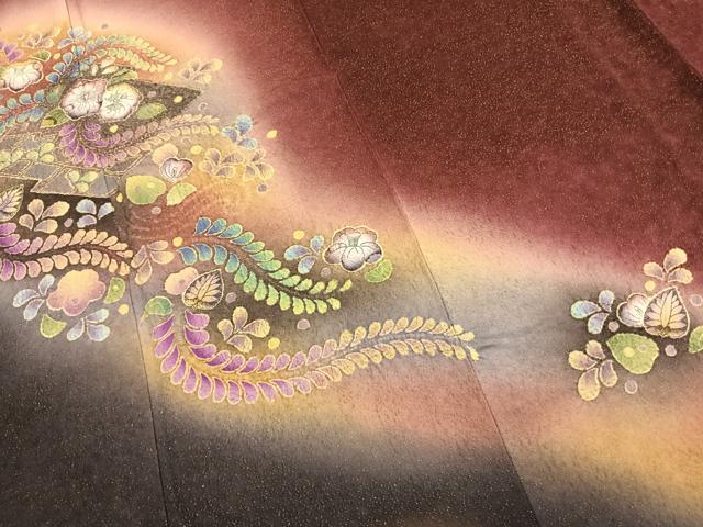 平和屋着物●訪問着 作家物 辻が花 絞り 暈し染め 金通し地 正絹 逸品 AABJ4426fy