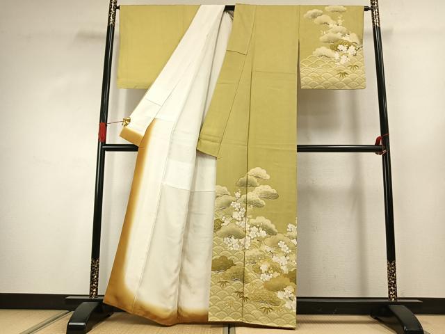 平和屋着物●訪問着 駒刺繍 松竹梅 金彩 正絹 逸品 AABJ4429fy